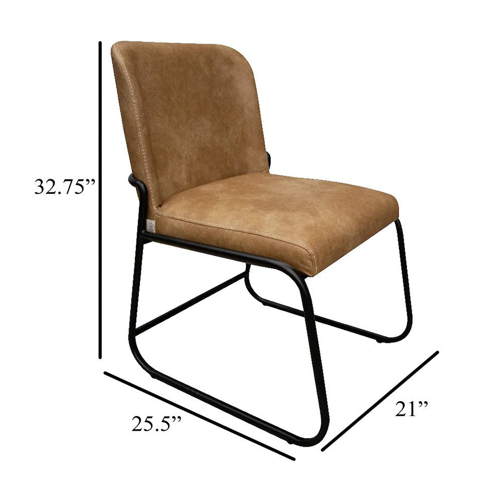 Jenny Dining Side Chair Set of 2 Brown Faux Leather Black Iron Frame BM331327