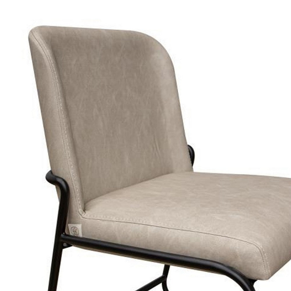 Jenny Dining Side Chair Set of 2 Gray Faux Leather Black Iron Frame