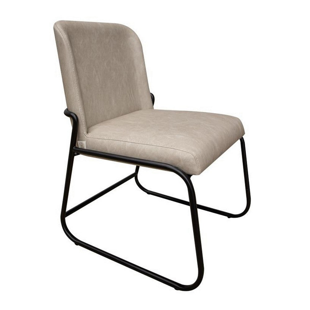 Jenny Dining Side Chair Set of 2, Gray Faux Leather, Black Iron Frame