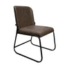 Jenny Dining Side Chair Set of 2, Dark Brown Faux Leather, Black Iron