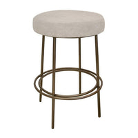 Sierra Counter Height Stool, Gray Faux Leather, Brass Metal, 24 Inch
