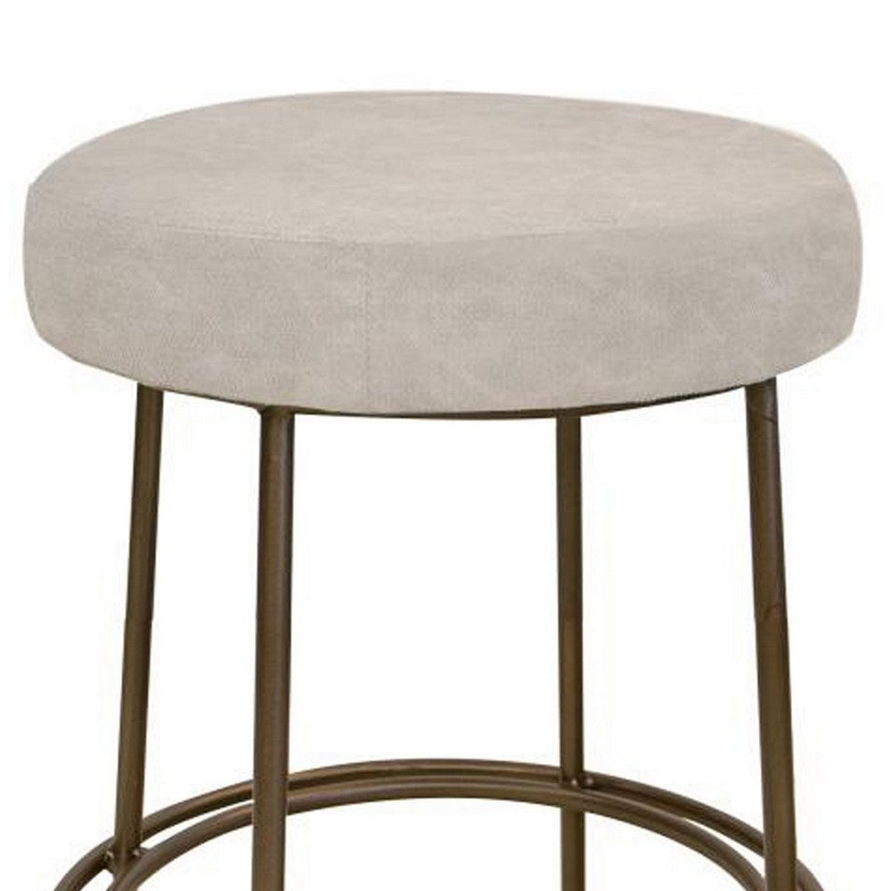 Sierra Counter Height Stool Gray Faux Leather Brass Metal 24 Inch