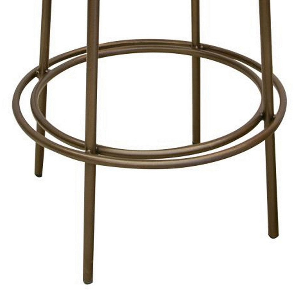 Sierra Counter Height Stool Gray Faux Leather Brass Metal 24 Inch