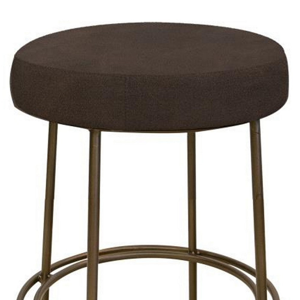 Sierra Counter Height Stool Brown Faux Leather Brass Metal 24 Inch