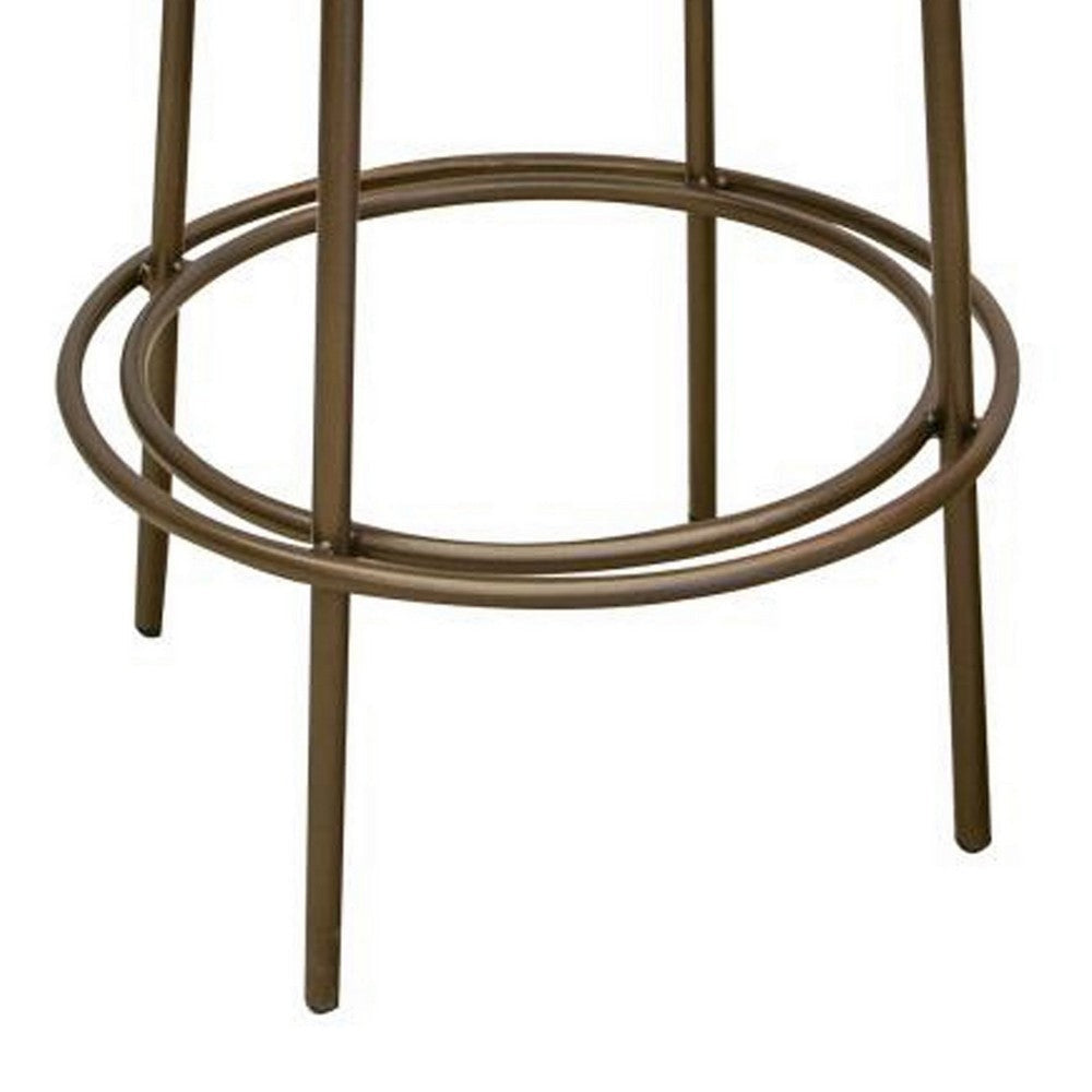 Sierra Counter Height Stool Brown Faux Leather Brass Metal 24 Inch