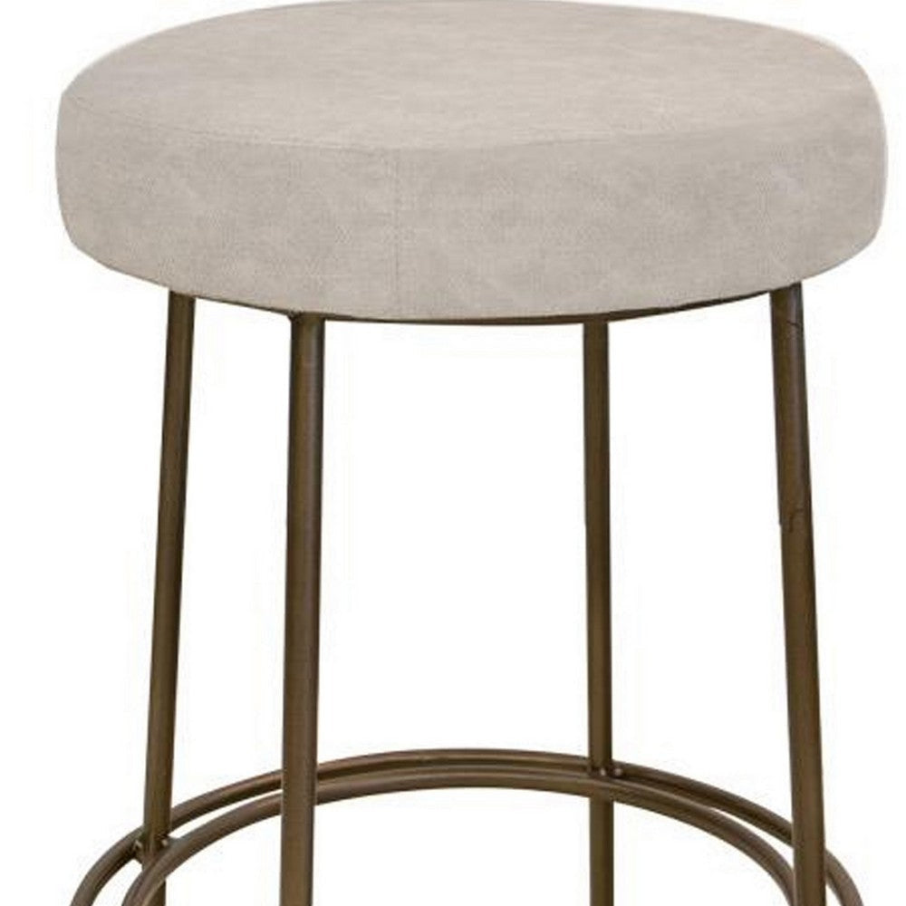 Sierra Bar Height Stool Gray Faux Leather Brass Metal Legs 30 Inch