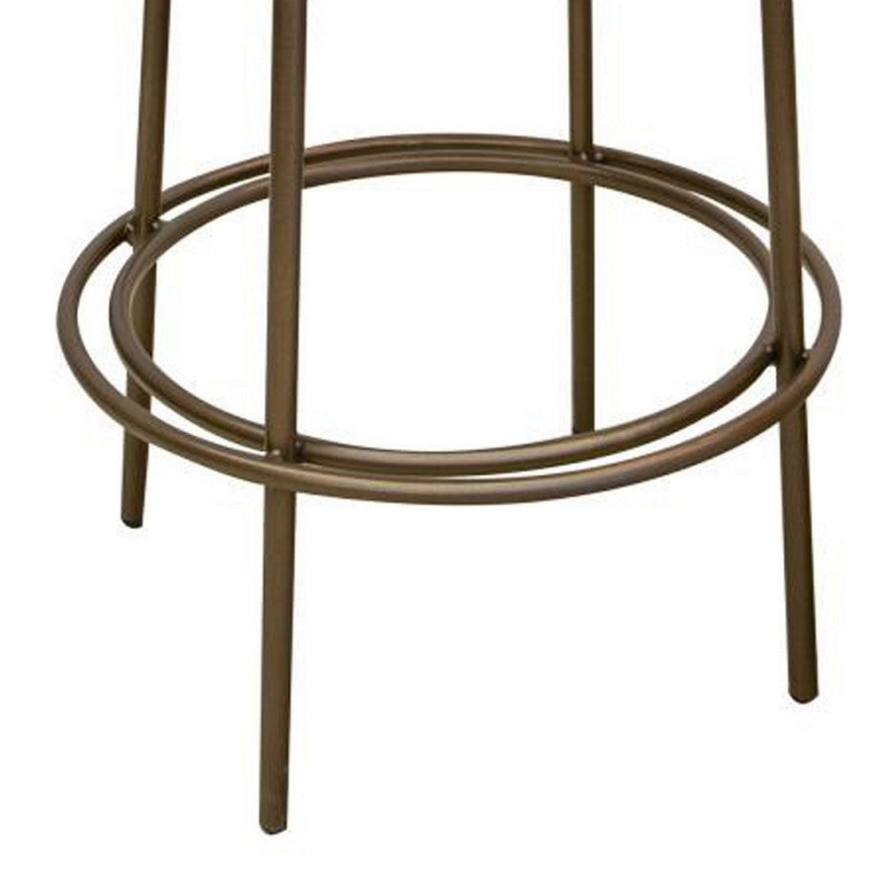 Sierra Bar Height Stool Gray Faux Leather Brass Metal Legs 30 Inch