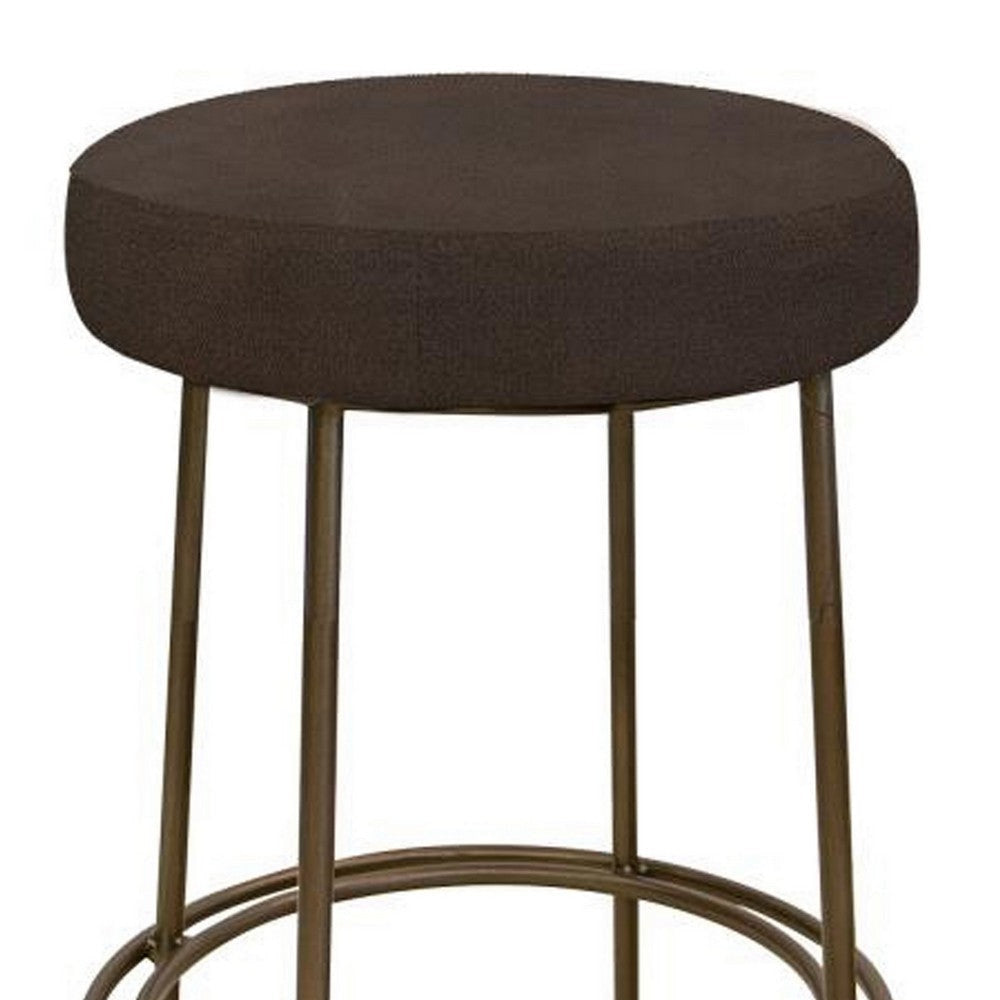 Sierra Bar Height Stool Brown Faux Leather Brass Metal Legs 30 Inch