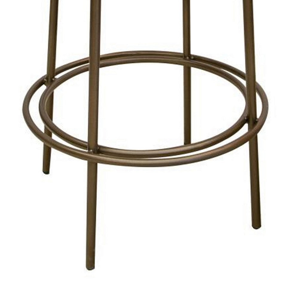 Sierra Bar Height Stool Brown Faux Leather Brass Metal Legs 30 Inch