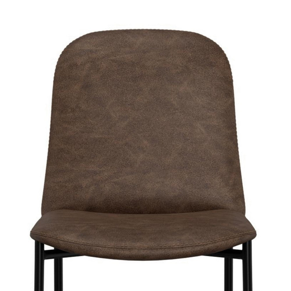 Phoebe Counter Height Chair Brown Faux Leather Black Metal 24 Inch BM331335