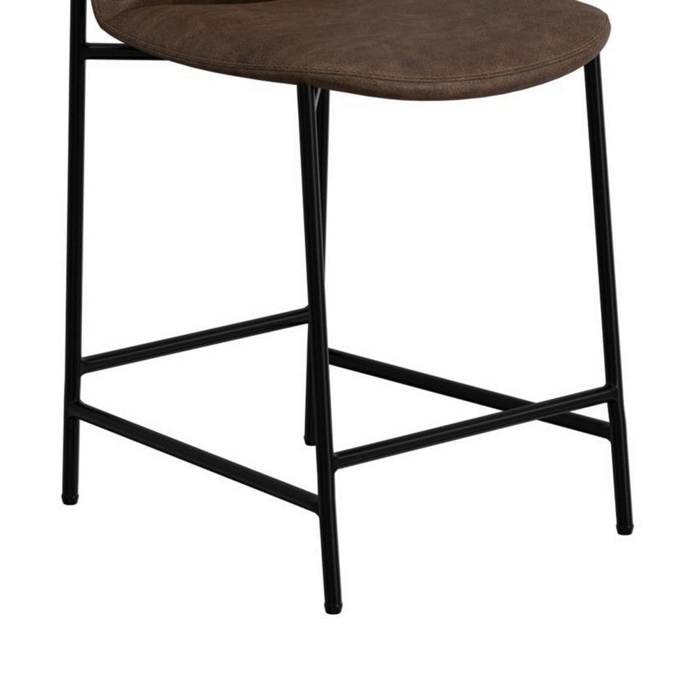 Phoebe Counter Height Chair Brown Faux Leather Black Metal 24 Inch BM331335