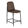 Phoebe Counter Height Chair, Brown Faux Leather, Black Metal, 24 Inch