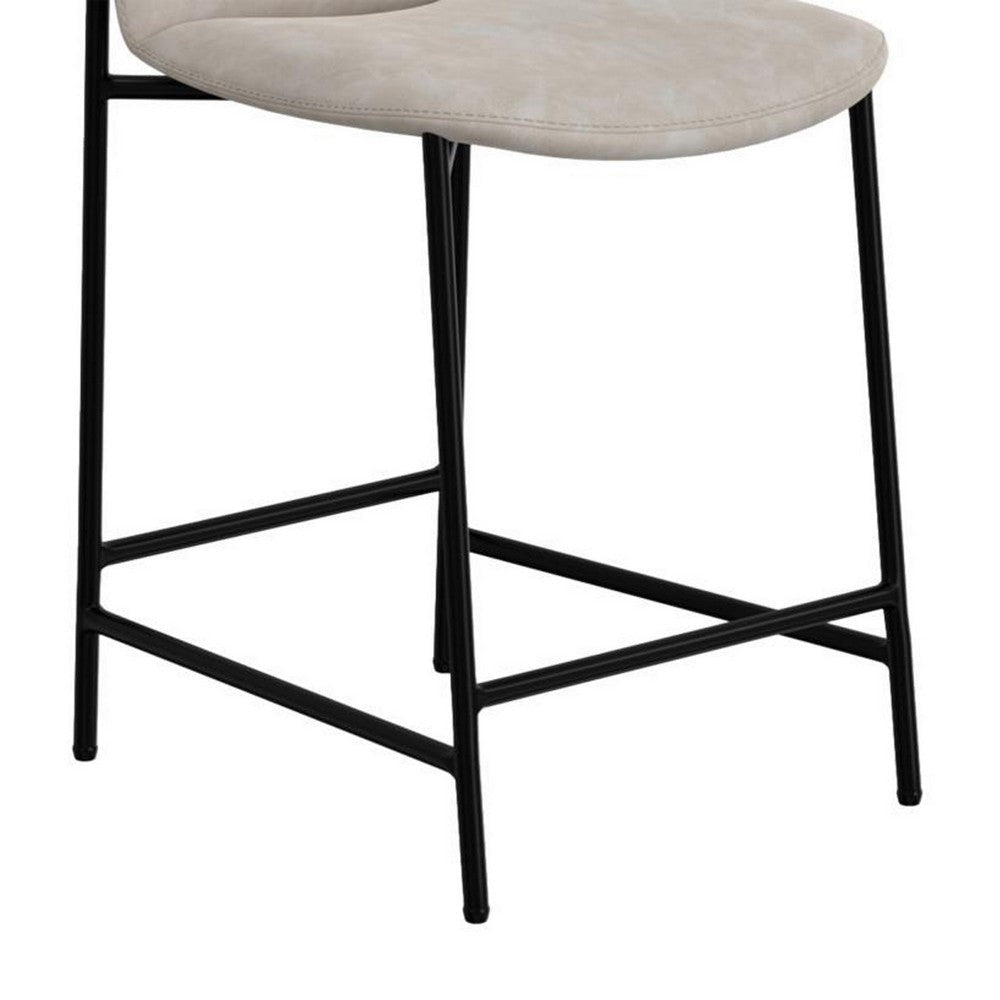 Phoebe Bar Height Chair Gray Faux Leather Black Metal 30 Inch BM331336