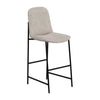 Phoebe Bar Height Chair, Gray Faux Leather, Black Metal, 30 Inch
