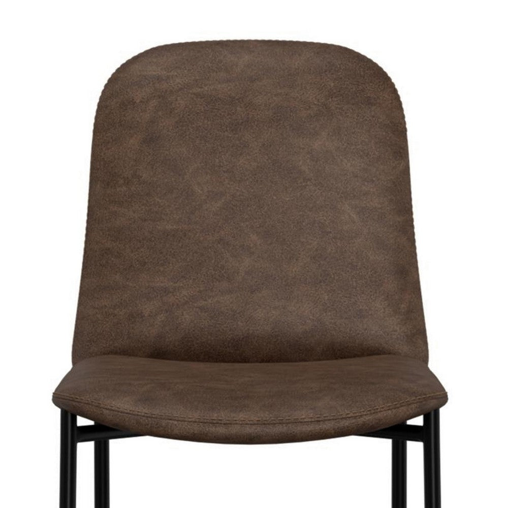 Phoebe Bar Height Chair Brown Faux Leather Black Metal Legs 30 Inch