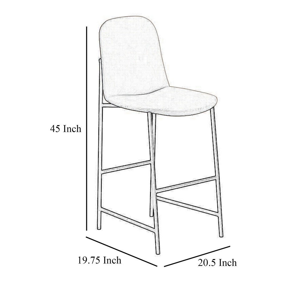 Phoebe Bar Height Chair Brown Faux Leather Black Metal Legs 30 Inch