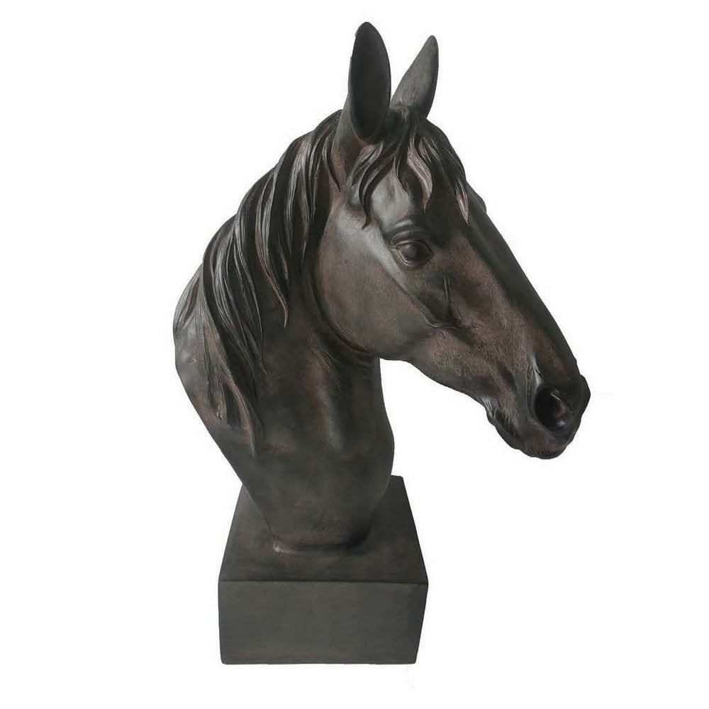 Genny Tabletop Horse Head Sculpture Bronze Resin Statuette 19 Inch