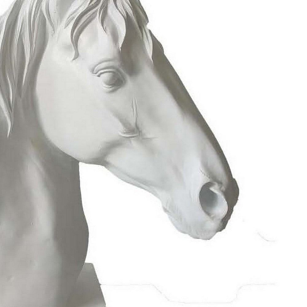 Genny Tabletop Horse Head Sculpture White Resin Statuette 19 Inch