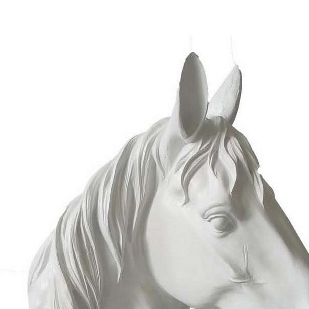 Genny Tabletop Horse Head Sculpture White Resin Statuette 19 Inch