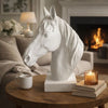 Genny Tabletop Horse Head Sculpture, White Resin Statuette, 19 Inch