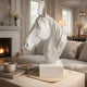Genny Tabletop Horse Head Sculpture, White Resin Statuette, 19 Inch