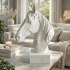Genny Tabletop Horse Head Sculpture, White Resin Statuette, 19 Inch