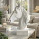 Genny Tabletop Horse Head Sculpture, White Resin Statuette, 19 Inch