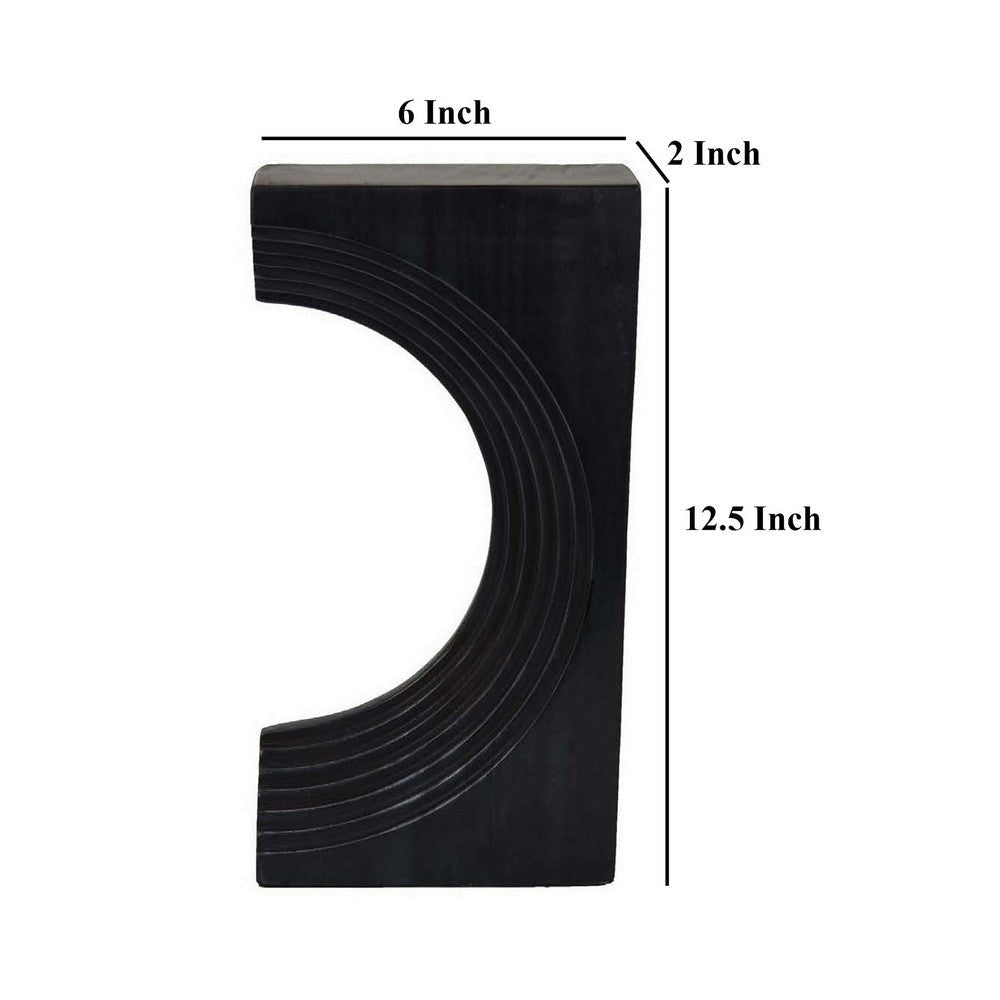 Keveny Tabletop Decor C Arch Sculpture Texture Black Marble 13 Inch