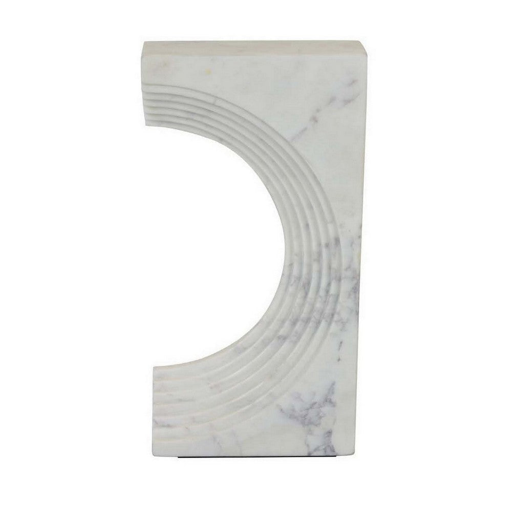 Keveny Tabletop Decor, C Arch Sculpture Texture White Marble, 13 Inch
