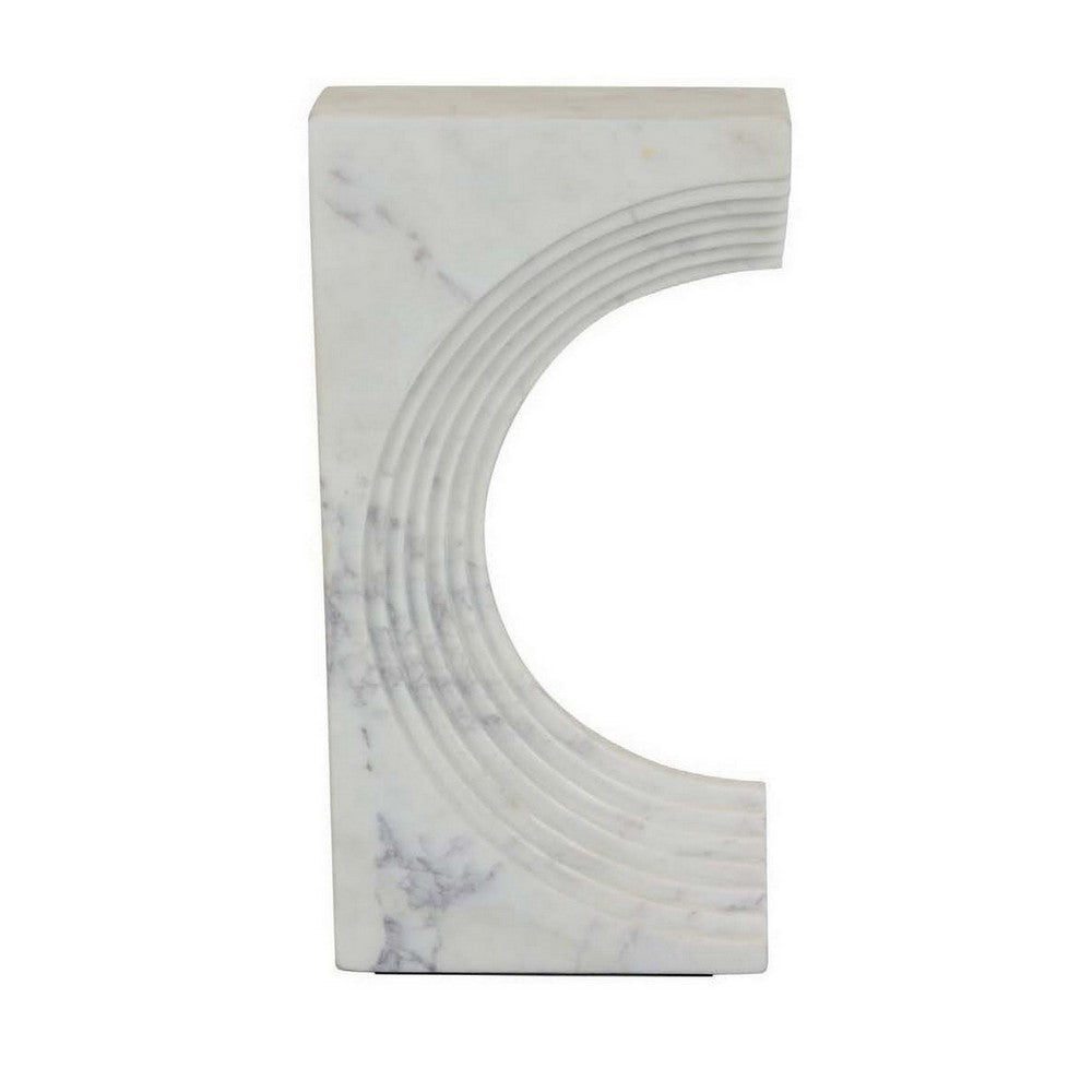 Keveny Tabletop Decor C Arch Sculpture Texture White Marble 13 Inch