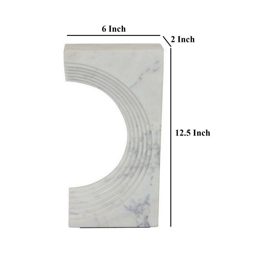 Keveny Tabletop Decor C Arch Sculpture Texture White Marble 13 Inch