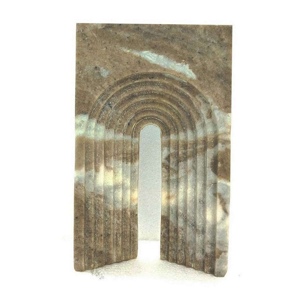 Keveny Tabletop Decor Arch Sculpture Textured Brown Marble 11 Inch BM331344