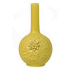 Remi Flower Vase Narrow Neck Yellow Ceramic w Floral Motifs 16 Inch