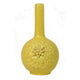Remi Flower Vase Narrow Neck Yellow Ceramic w Floral Motifs 16 Inch