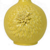 Remi Flower Vase Narrow Neck Yellow Ceramic w Floral Motifs 16 Inch