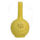 Remi Flower Vase, Narrow Neck, Yellow Ceramic w Floral Motifs, 16 Inch