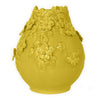 Remi Flower Vase Decorative Yellow Ceramic w Floral Motifs 11 Inch