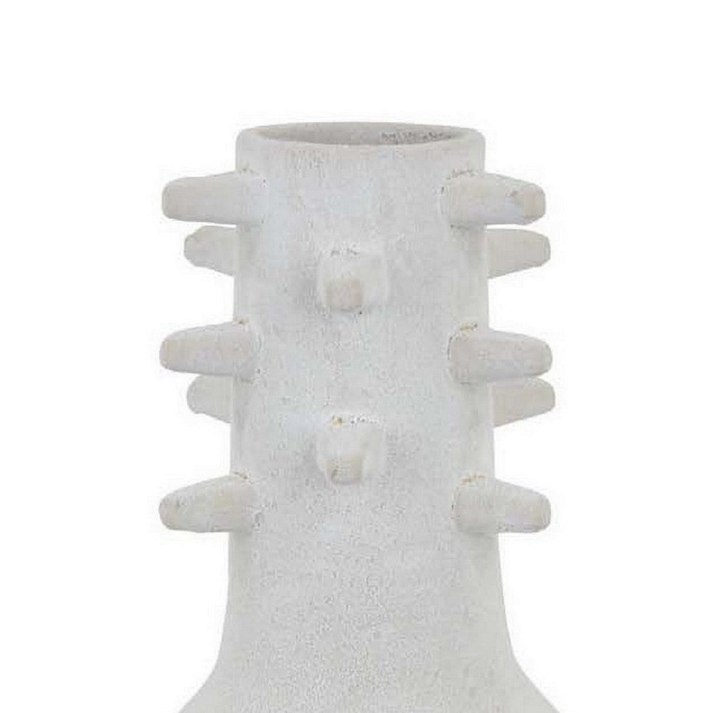 Enya Flower Vase Spiked Narrow Neck Brown White Ceramic 15 Inch