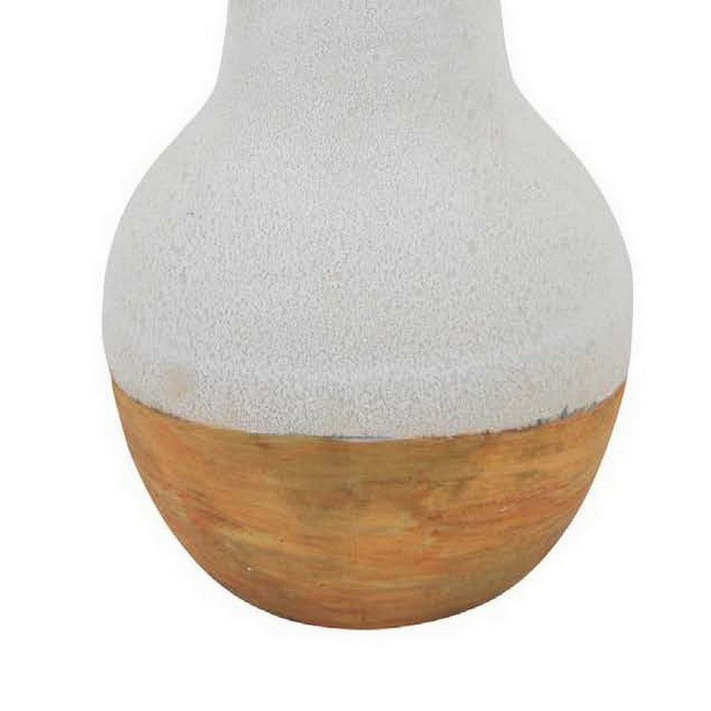 Enya Flower Vase Spiked Narrow Neck Brown White Ceramic 15 Inch