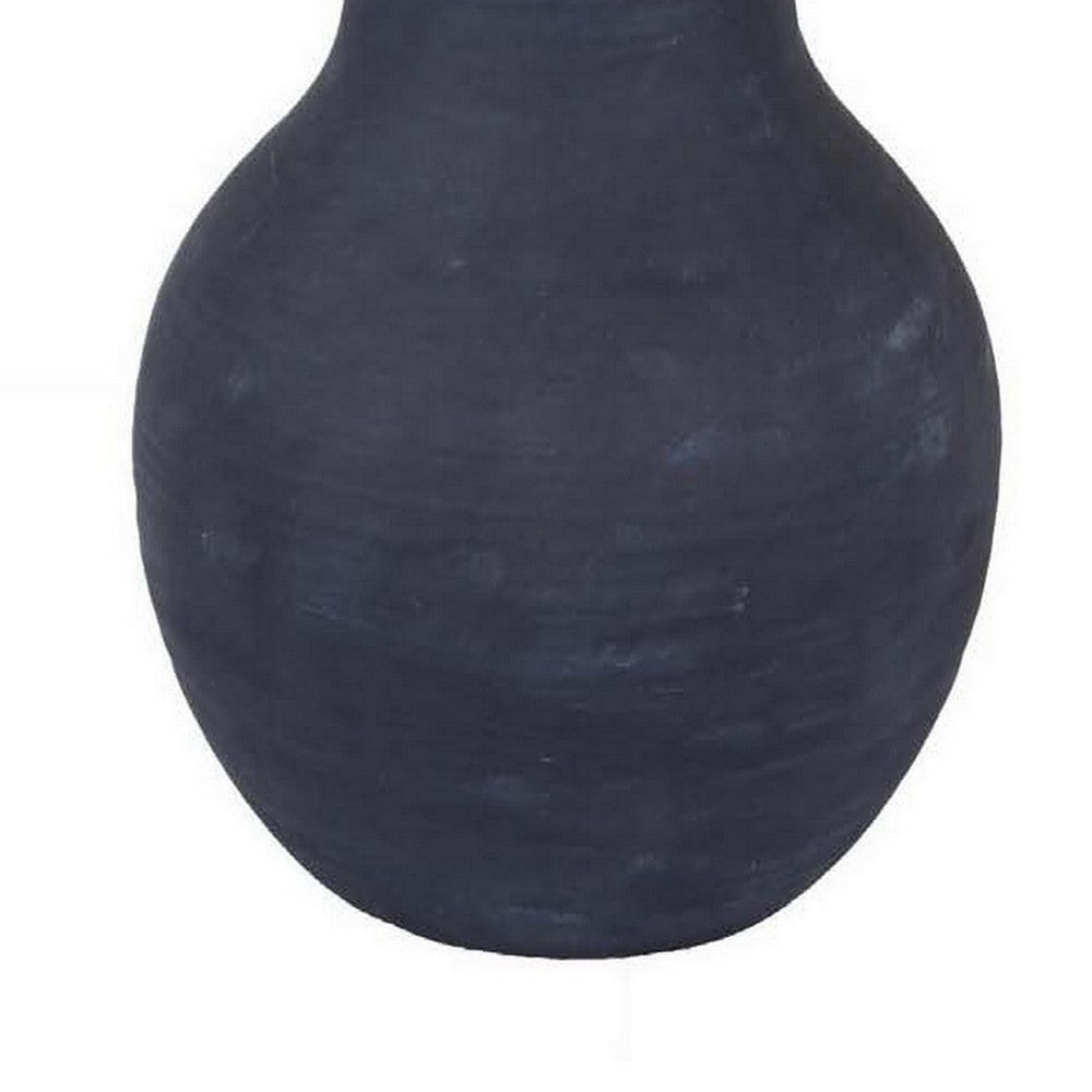 Enya Flower Vase 3D Spiked Accent Narrow Neck Black Ceramic 18 Inch