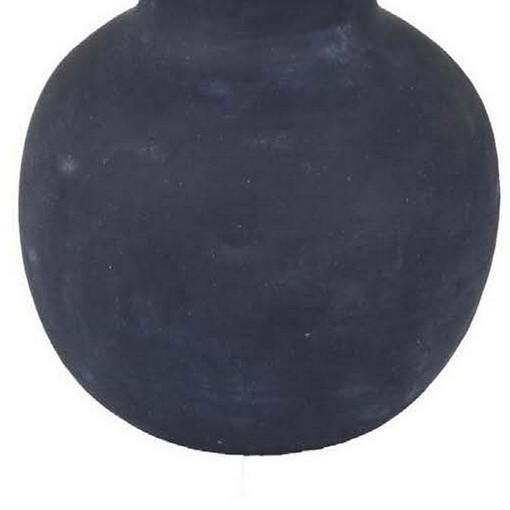 Enya Flower Vase 3D Spike Accent Narrow Neck Black Ceramic 15 Inch