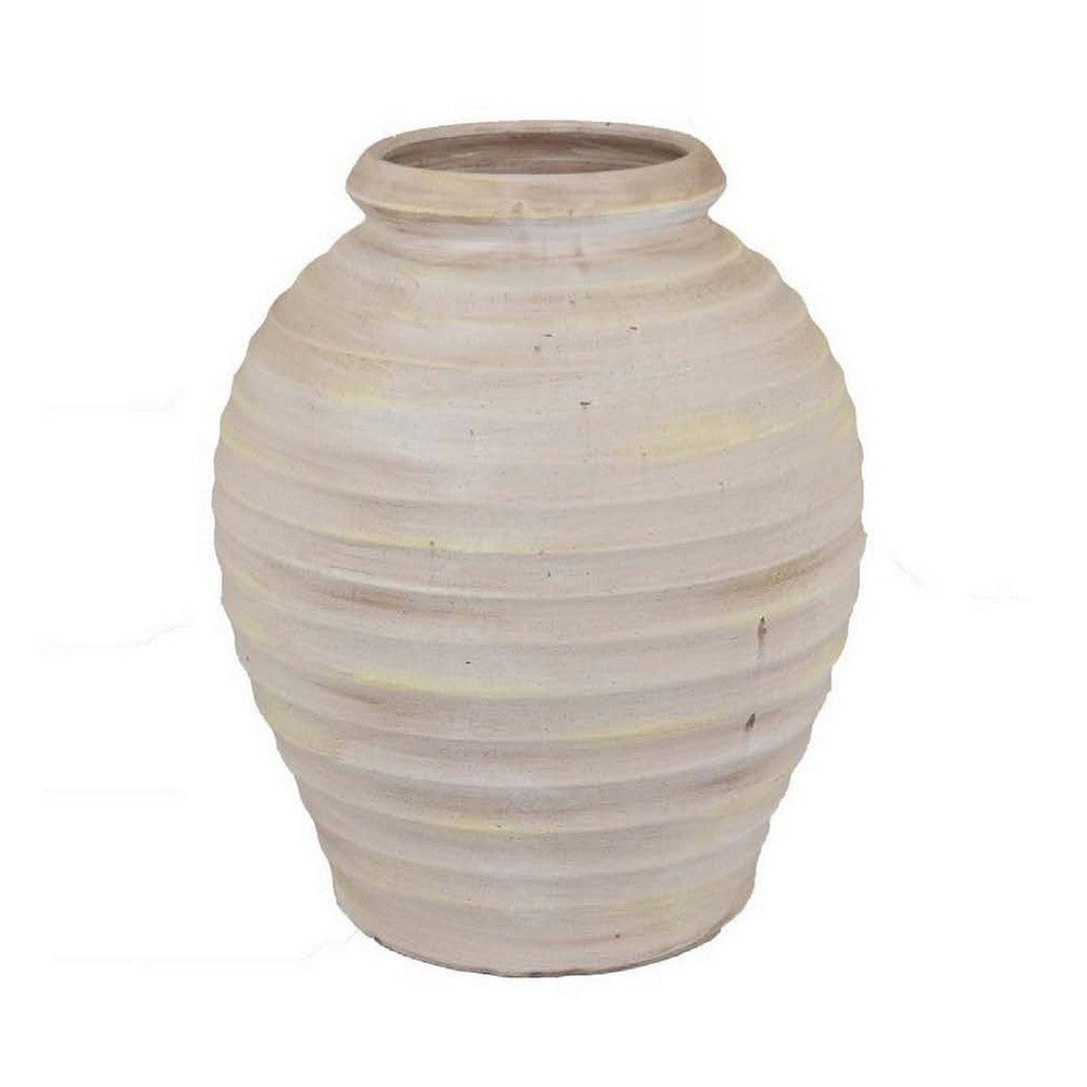 Zoya Flower Vase Home Accent Textured Ivory Ceramic Pot 12 Inch