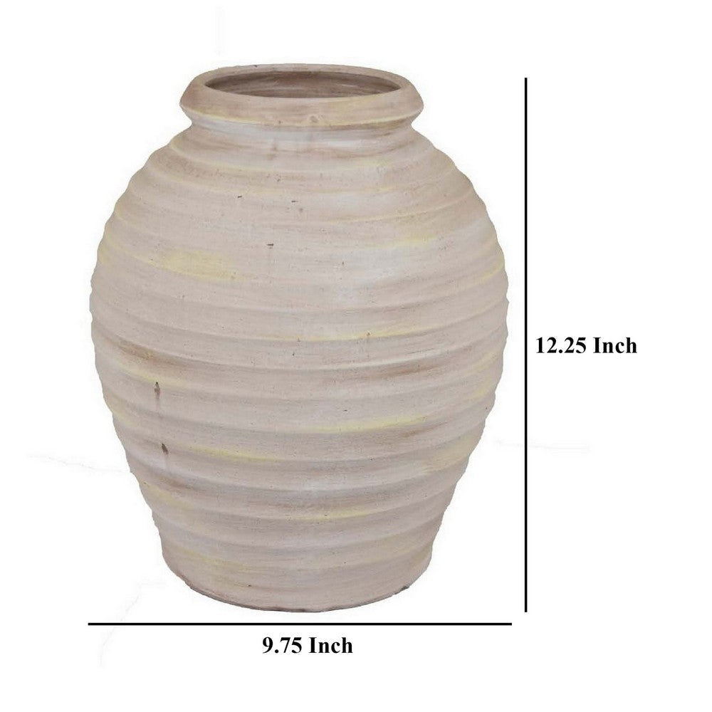 Zoya Flower Vase Home Accent Textured Ivory Ceramic Pot 12 Inch