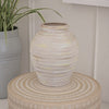 Zoya Flower Vase, Home Accent Textured Ivory Ceramic Pot, 12 Inch