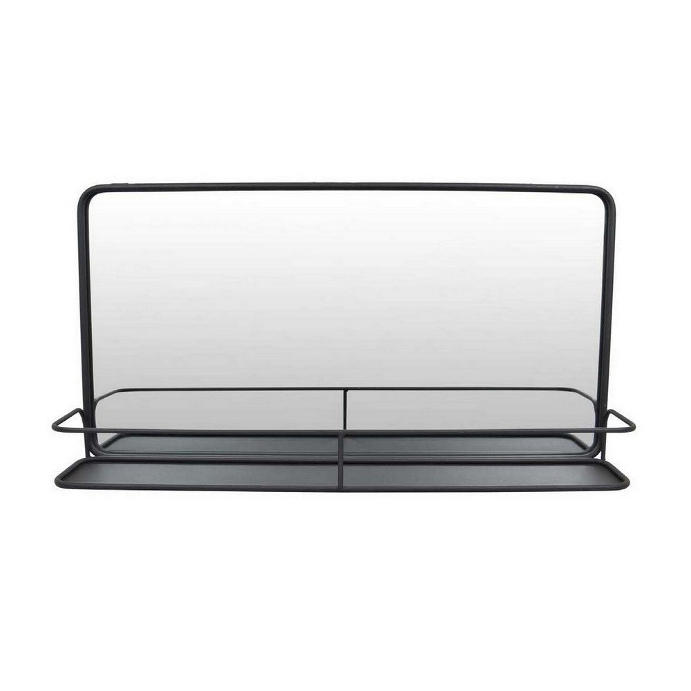 Feno Decorative Wall Mirror 30 Inch Landscape Black Metal Frame BM331359