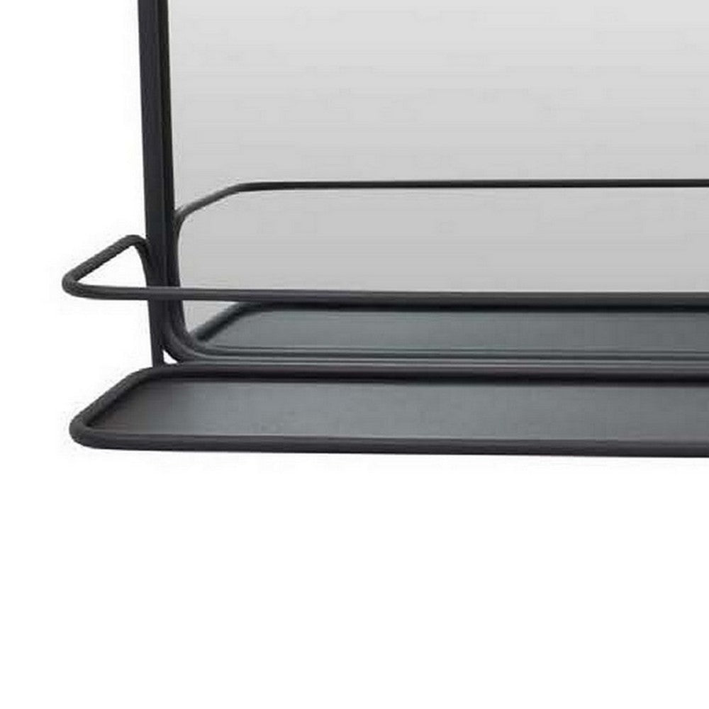 Feno Decorative Wall Mirror 30 Inch Landscape Black Metal Frame BM331359