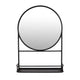 Feno Decorative Wall Mirror 28 Inch Round Black Metal Frame w Rack BM331363