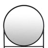 Feno Decorative Wall Mirror 28 Inch Round Black Metal Frame w Rack BM331363