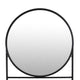 Feno Decorative Wall Mirror 28 Inch Round Black Metal Frame w Rack BM331363