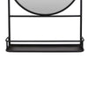 Feno Decorative Wall Mirror 28 Inch Round Black Metal Frame w Rack BM331363